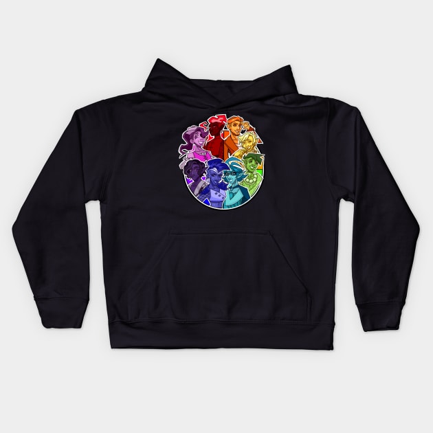 D20 Color Wheel Kids Hoodie by Elisenel